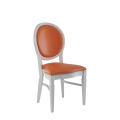 Chandelle Chair in White with Orange Seat Pad
