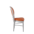 Chandelle Chair in White with Orange Seat Pad