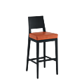 Porcino Bar Stool in Black with Orange Seat Pad