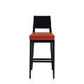 Porcino Bar Stool in Black with Orange Seat Pad