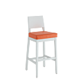 Porcino Bar Stool in White with Orange Seat Pad