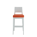 Porcino Bar Stool in White with Orange Seat Pad