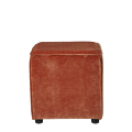 Rochelle Square Ottoman in Orange Velvet