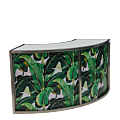 Unico Curved Bar with Stainless Steel Frame and Palm Leaf Panels