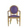 Chandelle Armchair in Gold with Purple Seat Pad