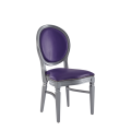 Chandelle Chair in Silver with Purple Seat Pad