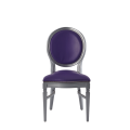Chandelle Chair in Silver with Purple Seat Pad