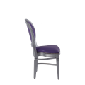 Chandelle Chair in Silver with Purple Seat Pad