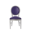Chandelle Chair in White with Purple Seat Pad