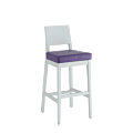 Porcino Bar Stool in White with Purple Seat Pad