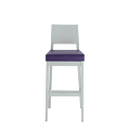 Porcino Bar Stool in White with Purple Seat Pad