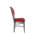 Chandelle Chair in Silver with Red Seat Pad