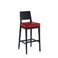 Porcino Bar Stool in Black with Red Seat Pad