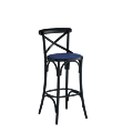 Coco Bar Stool in Black with Sapphire Seat Pad