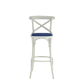Coco Bar Stool in White with Sapphire Seat Pad