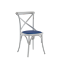 Coco Chair in White with Sapphire Seat Pad