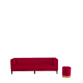 Hollywood Ottoman in Scarlet Velvet