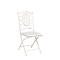 Chantilly white wrought iron chair with cushion