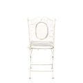 Vintage white Chantilly wrought-iron chair with an ecru cushion