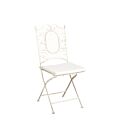 Vintage white Chantilly wrought-iron chair with an ecru cushion