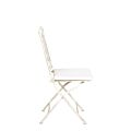 Vintage white Chantilly wrought-iron chair with an ecru cushion