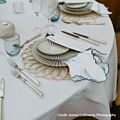 Scallop Napkin with Duck Blue Thread
