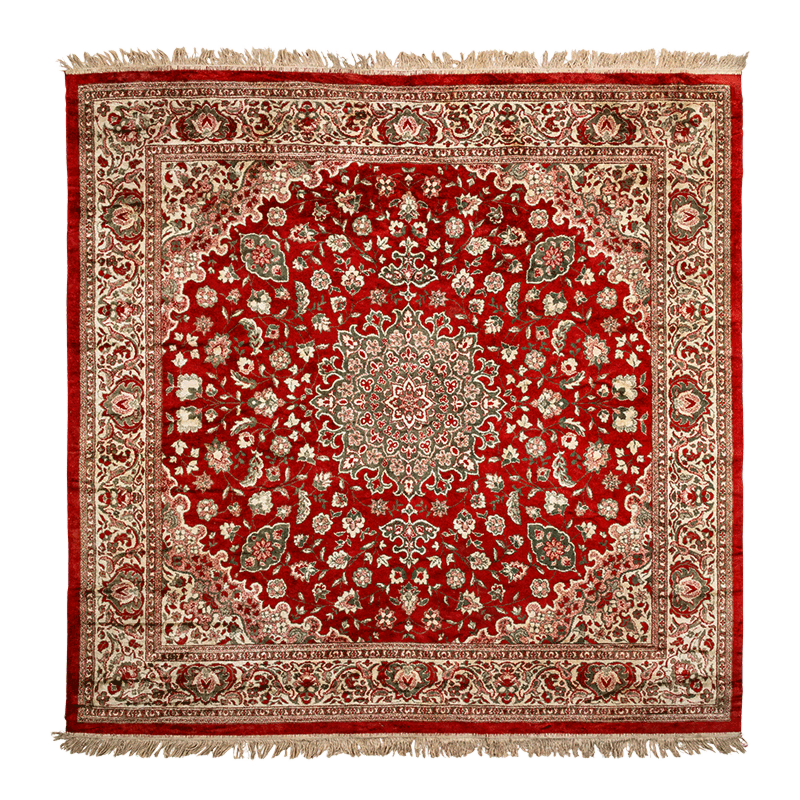 Vintage carpet, dominant colour red