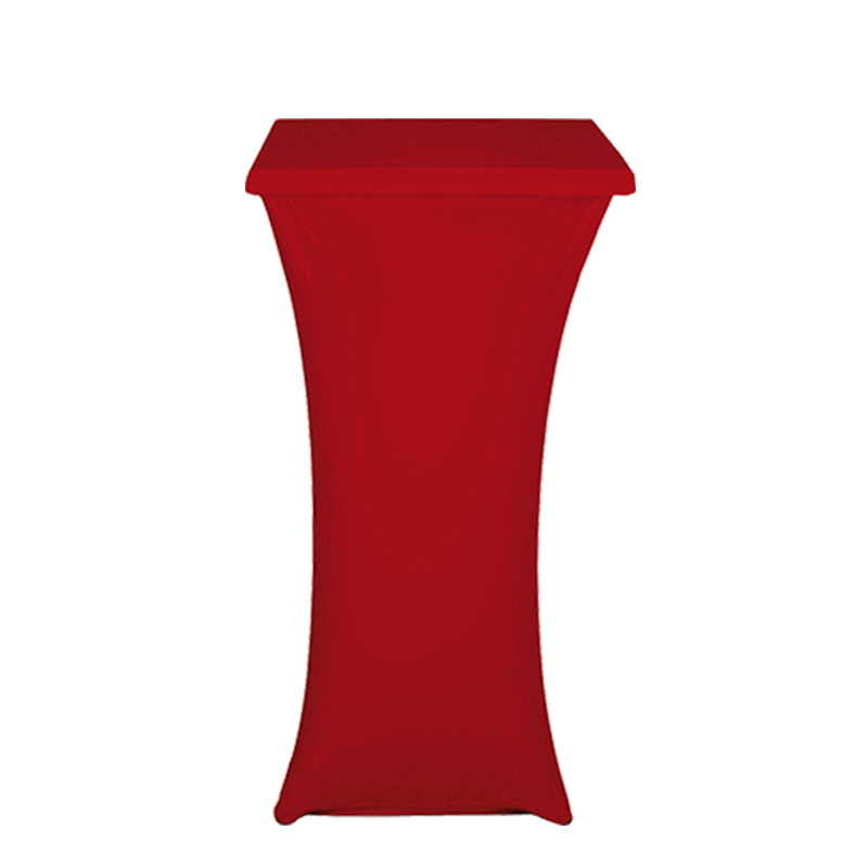 Square Steel Poseur Table with Red Cover 60 X 60 cm H 111cm