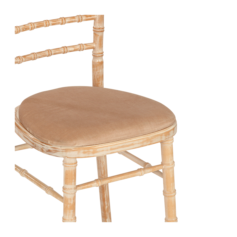Bamboo Chair in Limewash with Caramel Seat Pad