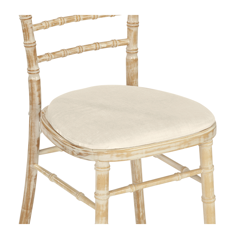 Bamboo Chair in Limewash with Ecru Seat Pad