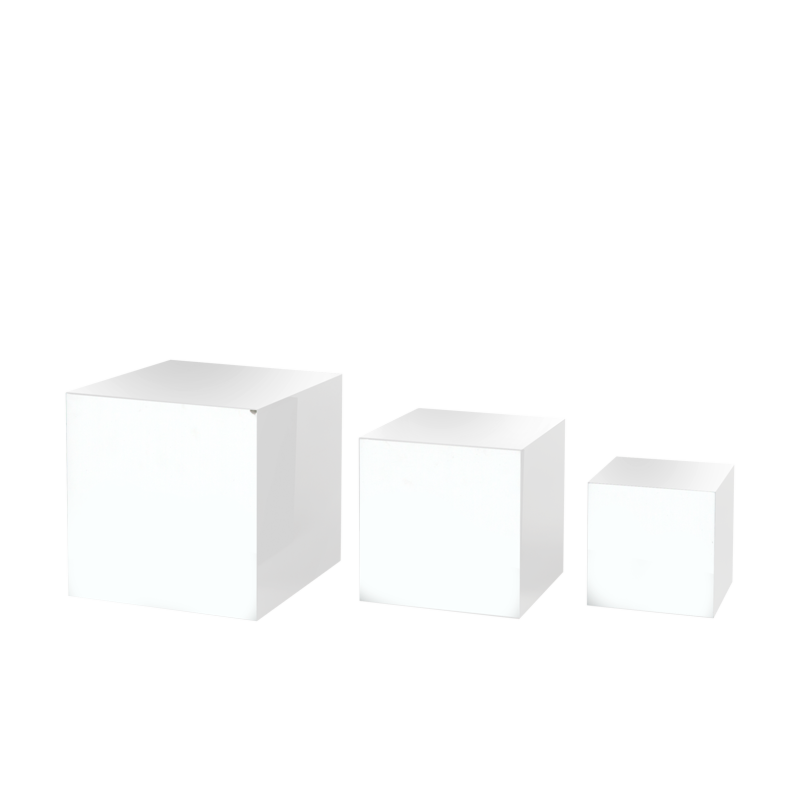 Set Of 3 White Cube Risers