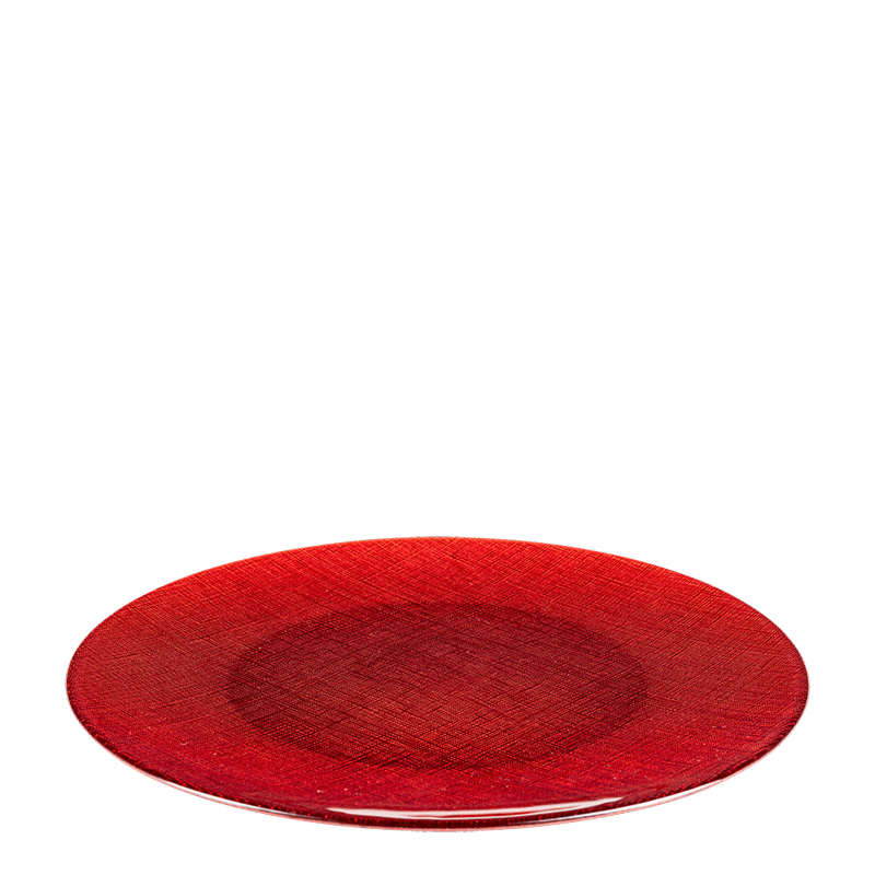 Glass Presentation Plate Red Ø 32 cm