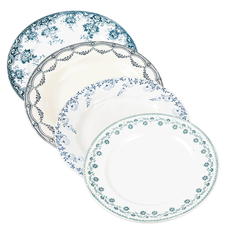 Vintage blue green big plate Ø 22-25 cm