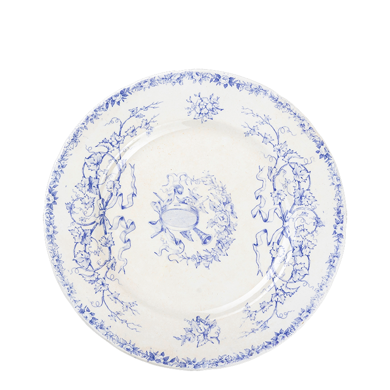 Vintage blue green big plate Ø 22-25 cm