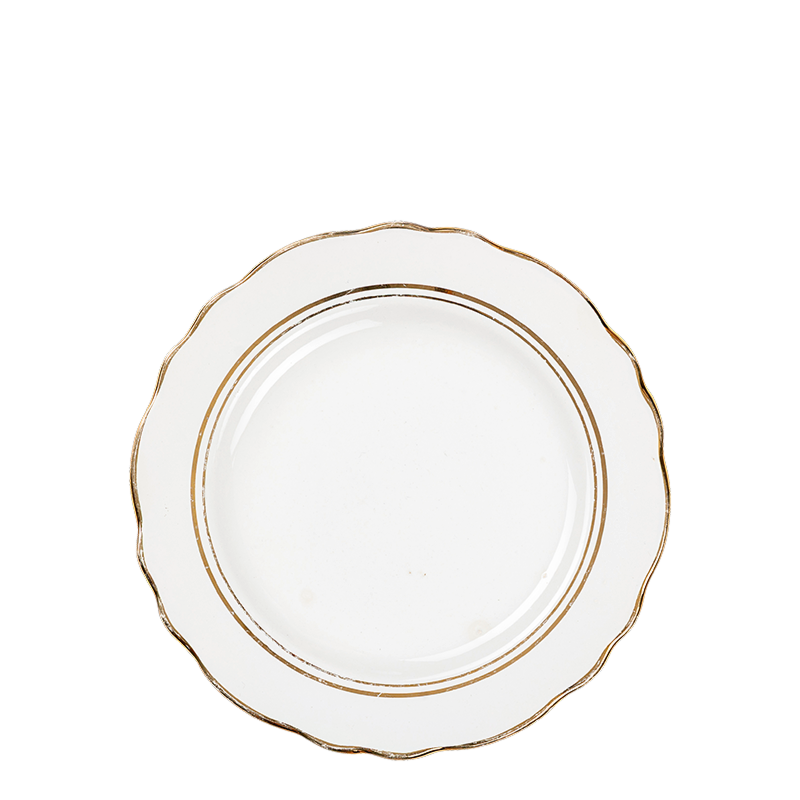 Vintage white and gold small plate Ø 18-20 cm