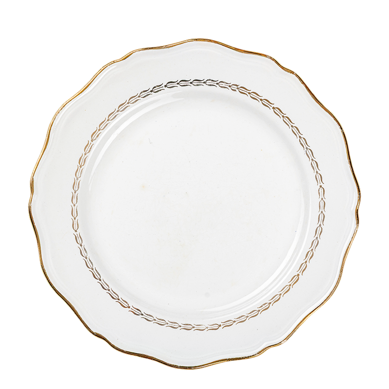 Vintage white and gold big plate Ø 23-25 cm