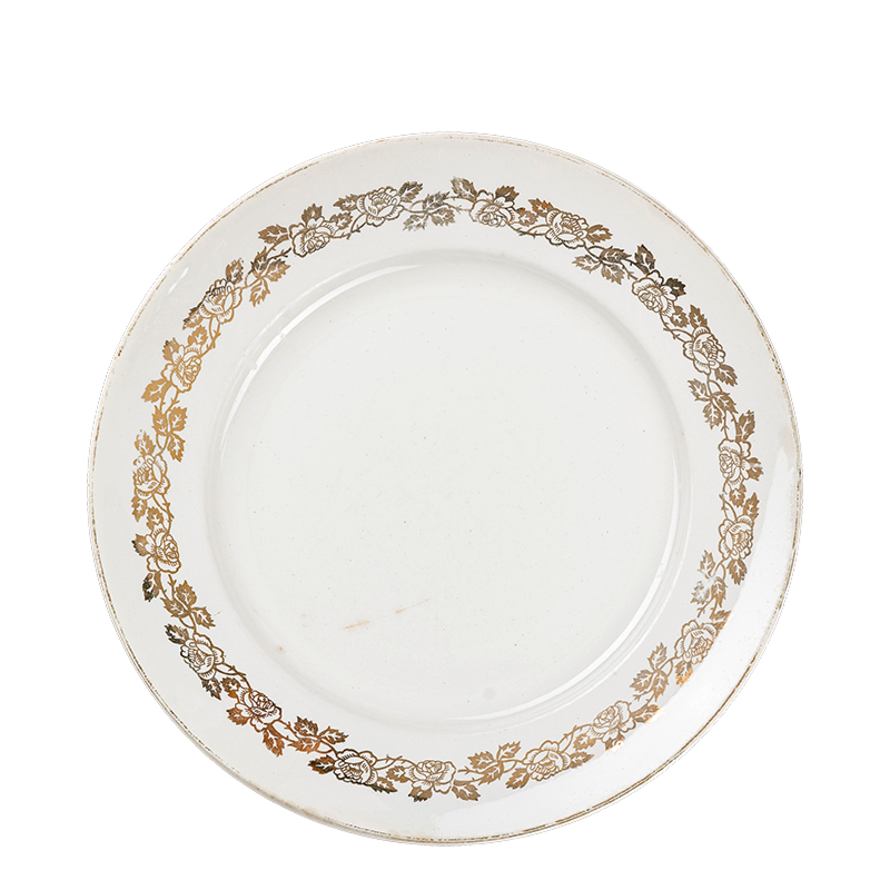 Vintage white and gold big plate Ø 23-25 cm