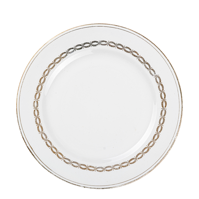 Vintage white and gold big plate Ø 23-25 cm