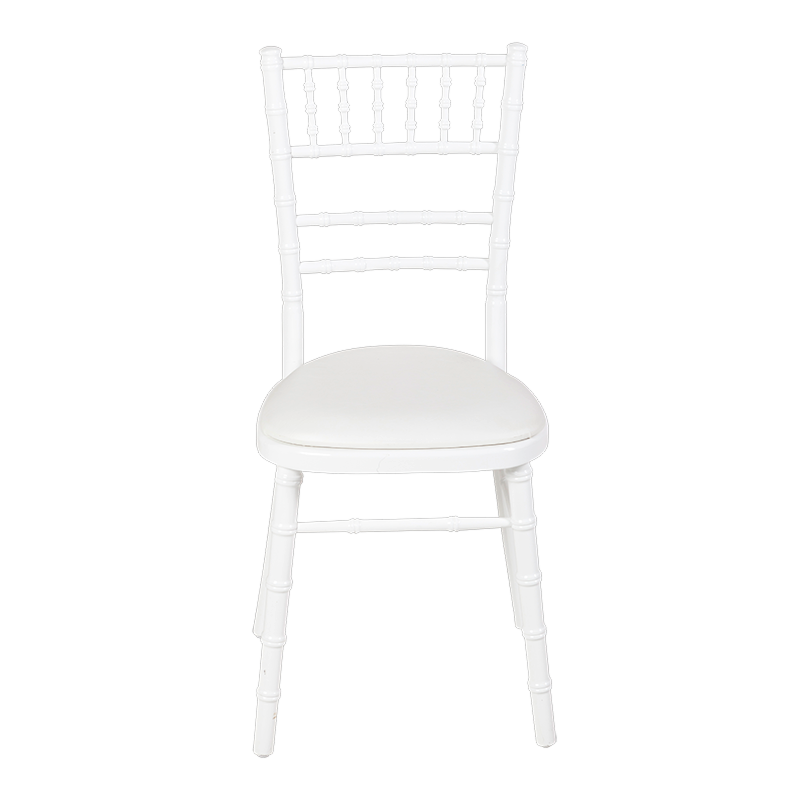 Bamboo Chair in White with White Vinyl Seat Pad