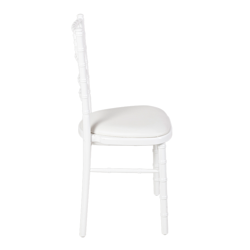 Bamboo Chair in White with White Vinyl Seat Pad