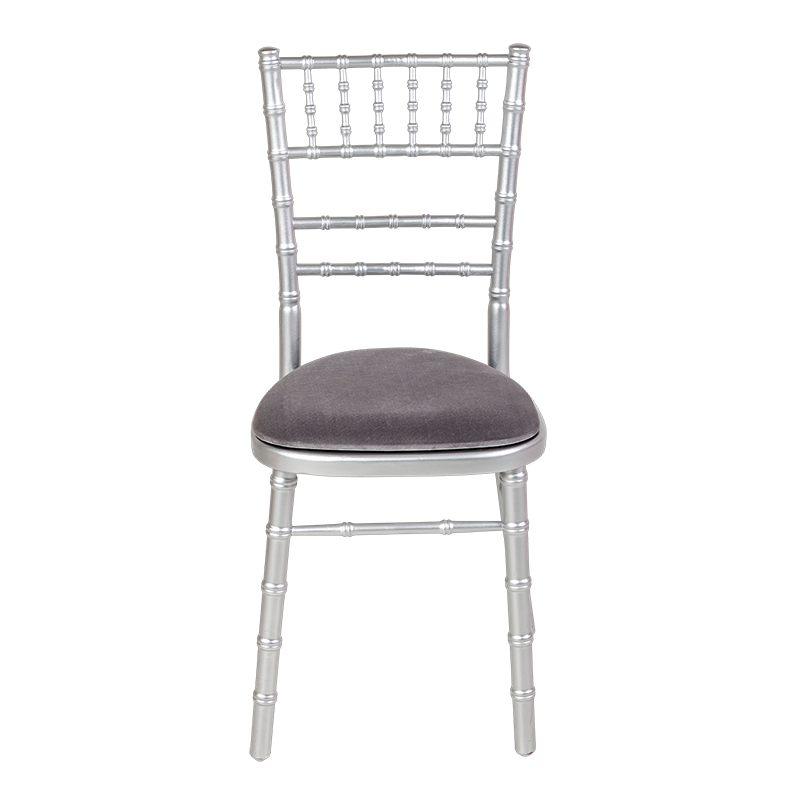 Bamboo Chair in Silver with Silver Velvet Seat Pad
