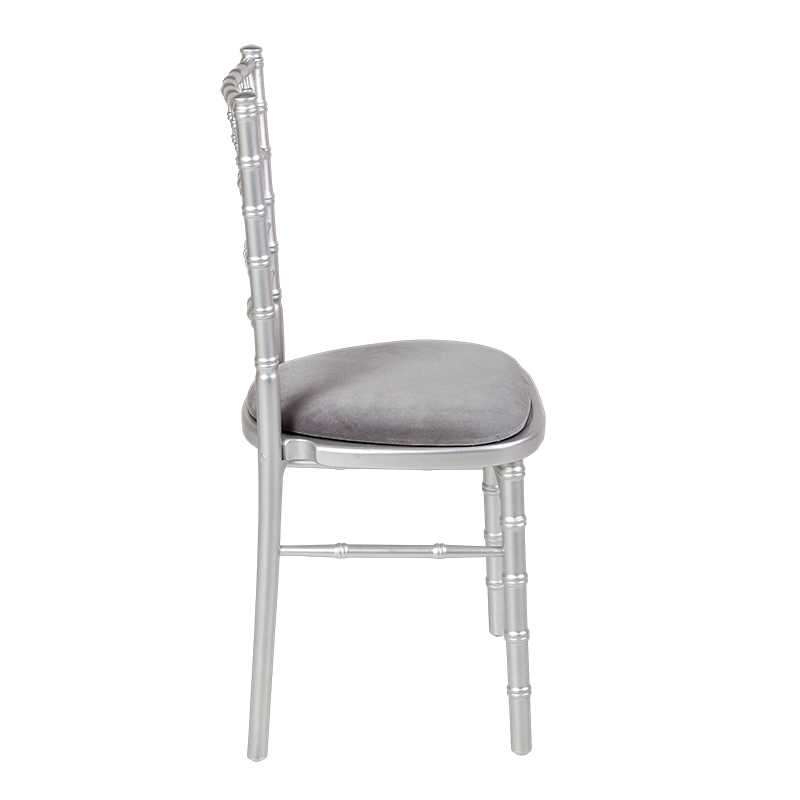 Bamboo Chair in Silver with Silver Velvet Seat Pad