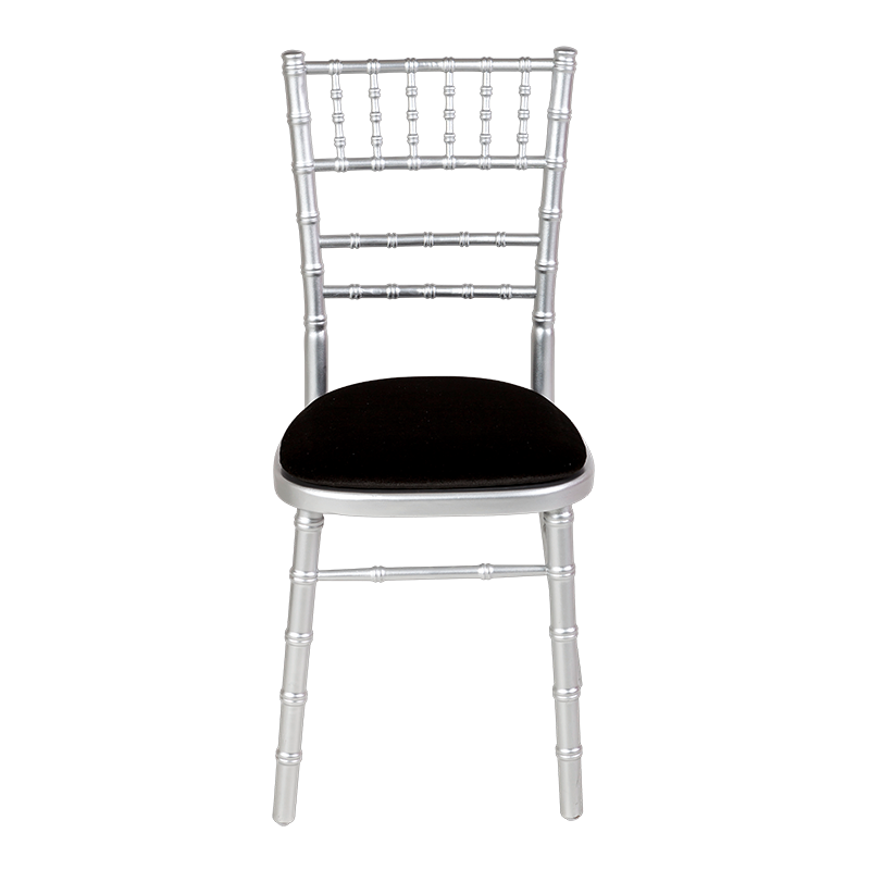 Bamboo Chair in Silver with Black Velvet Seat Pad