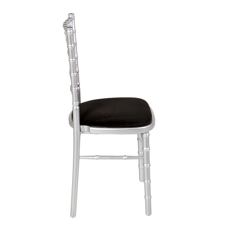 Bamboo Chair in Silver with Black Velvet Seat Pad