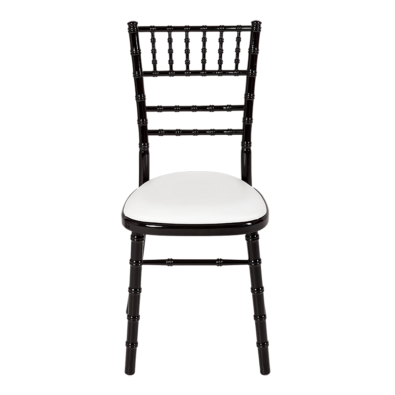Bamboo Chair in Black with White Vinyl Seat Pad