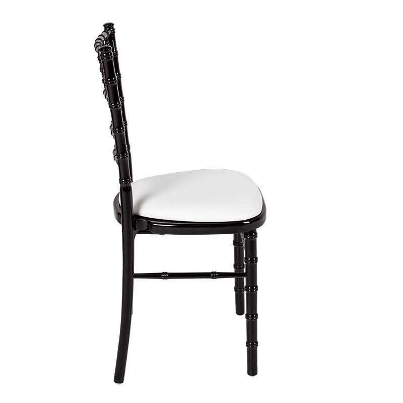 Bamboo Chair in Black with White Vinyl Seat Pad