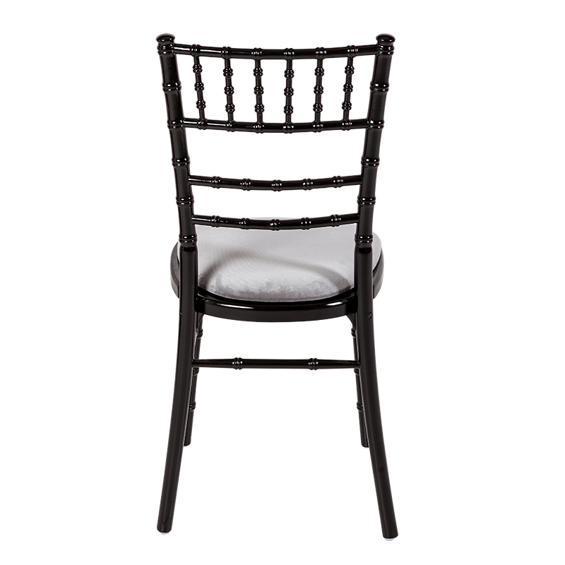 Bamboo Chair in Black with Silver Velvet Seat Pad