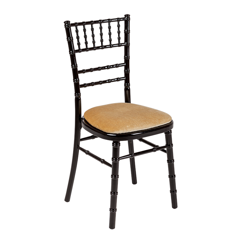 Bamboo Chair in Black with Gold Velvet Seat Pad