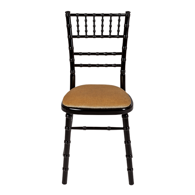 Bamboo Chair in Black with Gold Velvet Seat Pad