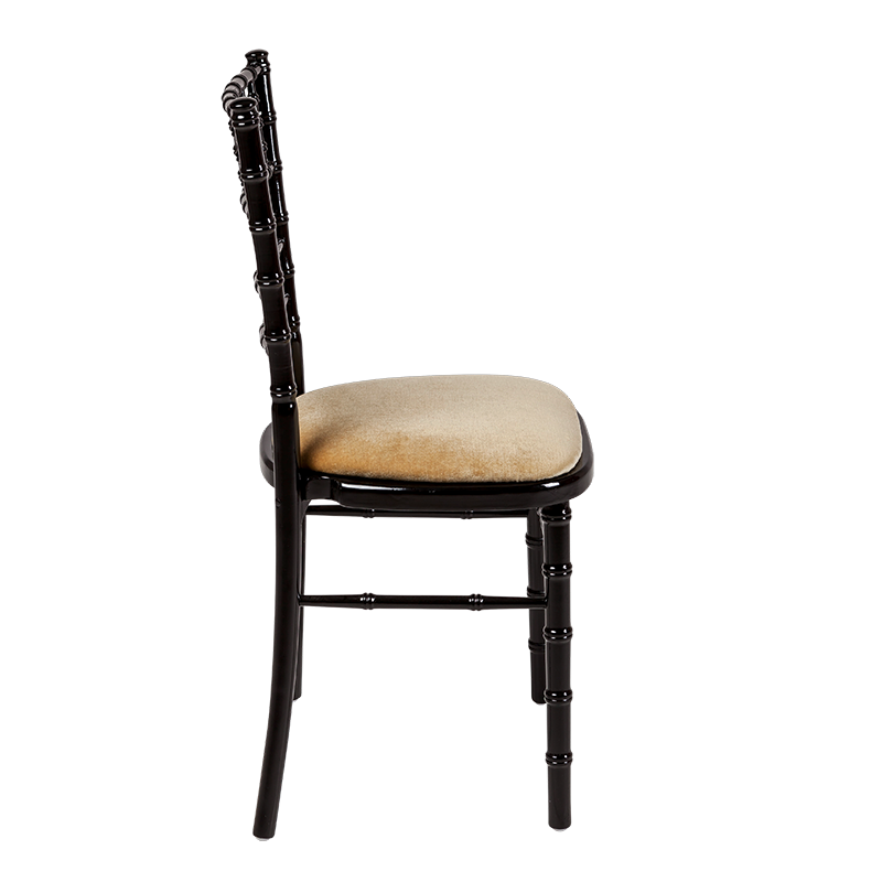 Bamboo Chair in Black with Gold Velvet Seat Pad